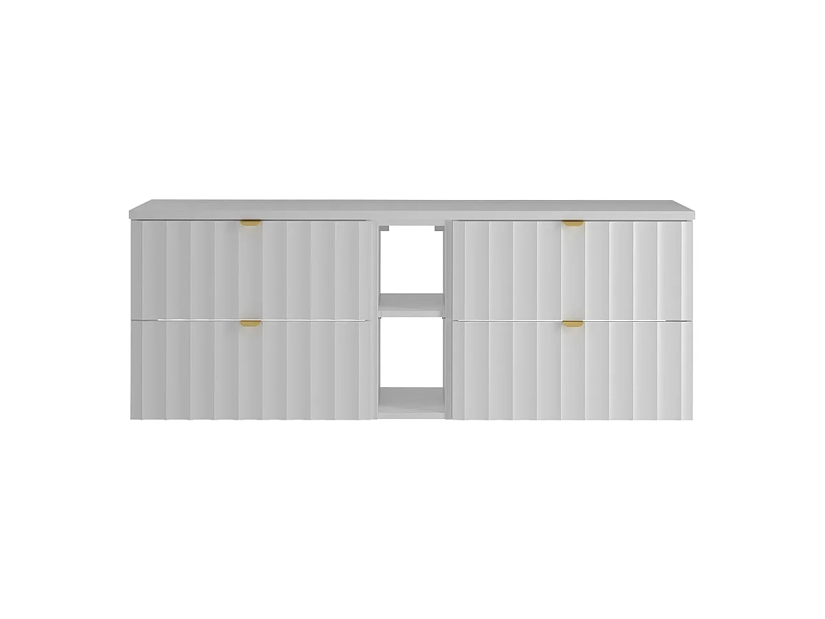 Onderbouwwastafel 140cm 2 nissen plan de toilette Lexa Wit