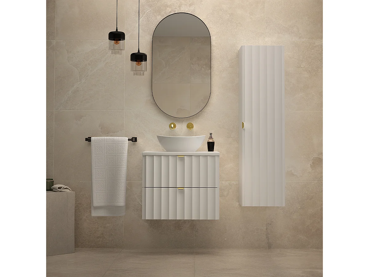 Waschbeckenunterschrank 60cm Waschtisch Lexa Weiß