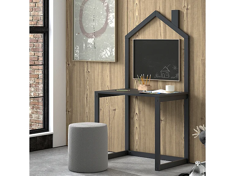 Bureau Enfant en Bois "Dallas" 150cm Anthracite