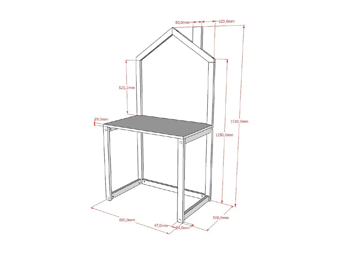 Bureau Enfant en Bois "Dallas" 150cm Anthracite
