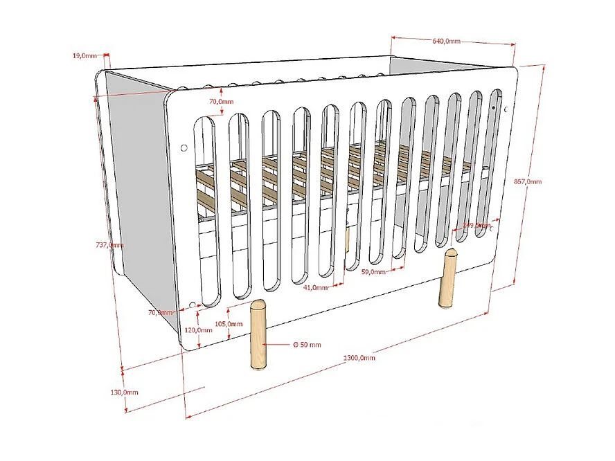 Chambre complète lit 60x120 table à langer et armoire 3 tiroirs Smile Blanc