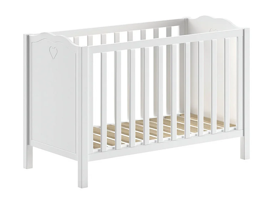 Pack - Lit Bébé, Armoire & Commode "Amori II" 60x120cm Blanc
