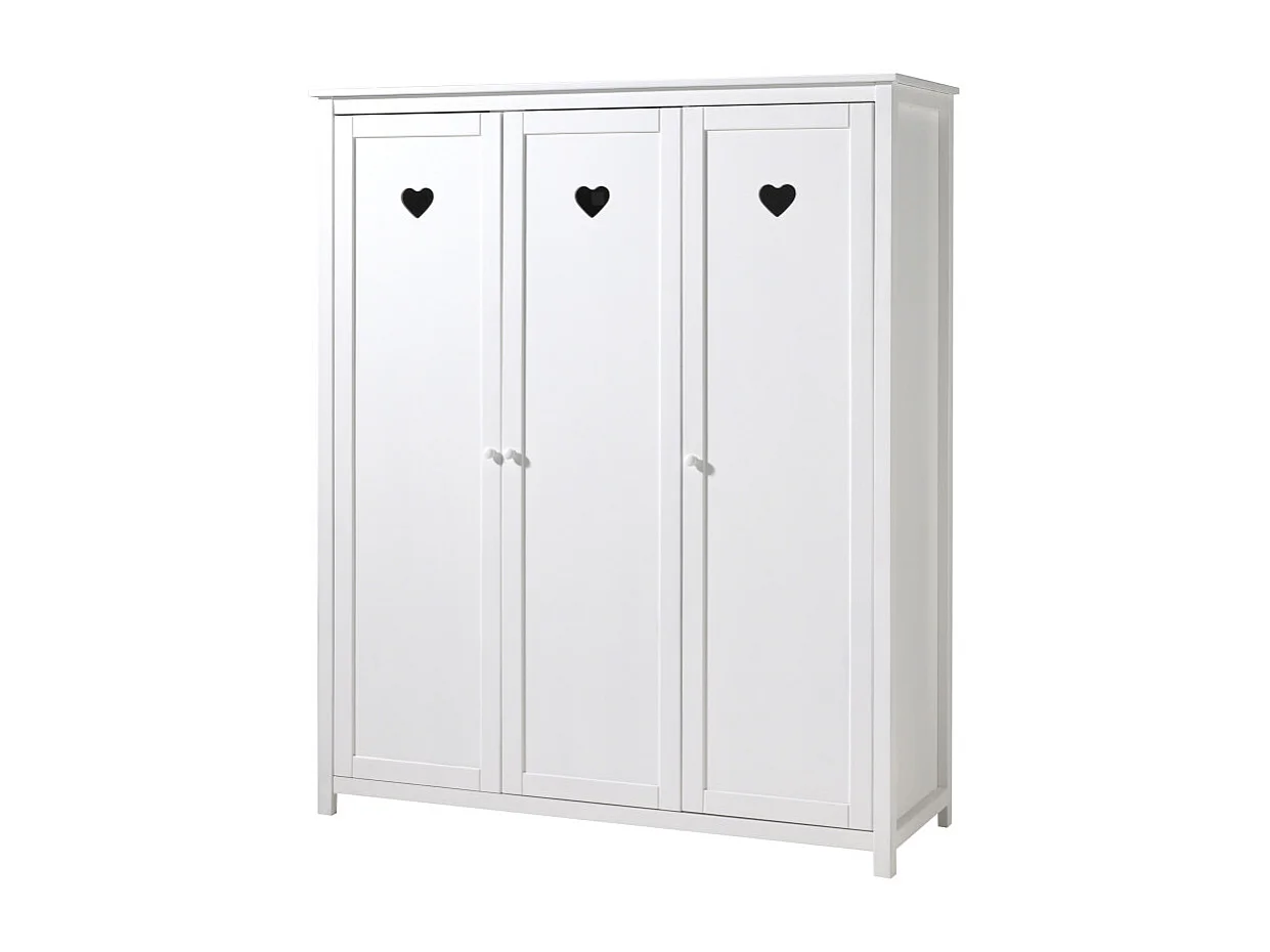 Pack - Lit Bébé, Armoire & Commode "Amori II" 60x120cm Blanc