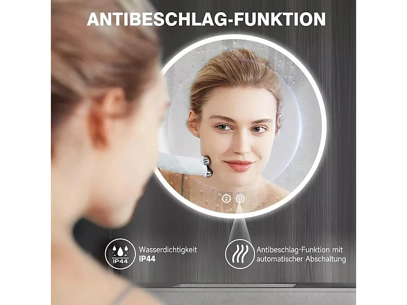 Ronde badkamerspiegel met verlichting, LED-spiegel met aanraakschakelaar, anticondens, dimbare helderheid, 60x60cm
