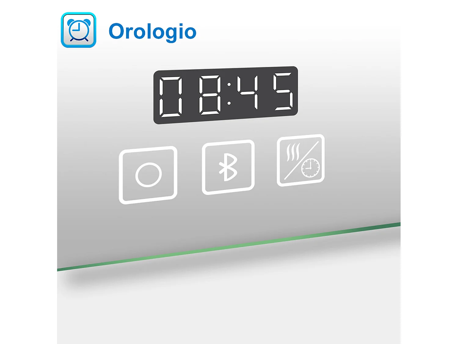 AICA Specchio da bagno rettangolare con LED,Bluetooth,orologio,3 Temperature di Colore,Disappannamento,160x80cm