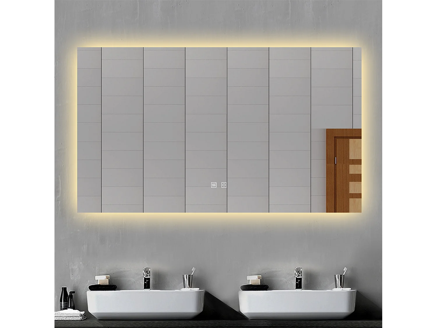 Aica Specchio da bagno a LED, 100x60cm, 3 Temperature di Colore, Disappannamento, Funzione Memoria, Infinitamente Dimmerabile