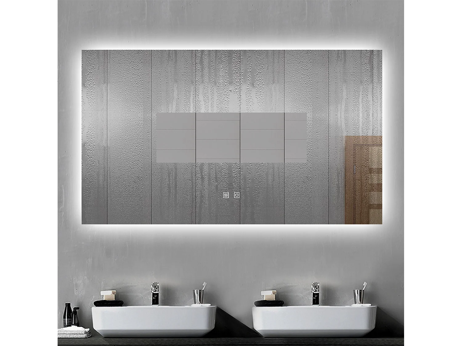 Aica Specchio da bagno a LED, 100x60cm, 3 Temperature di Colore, Disappannamento, Funzione Memoria, Infinitamente Dimmerabile