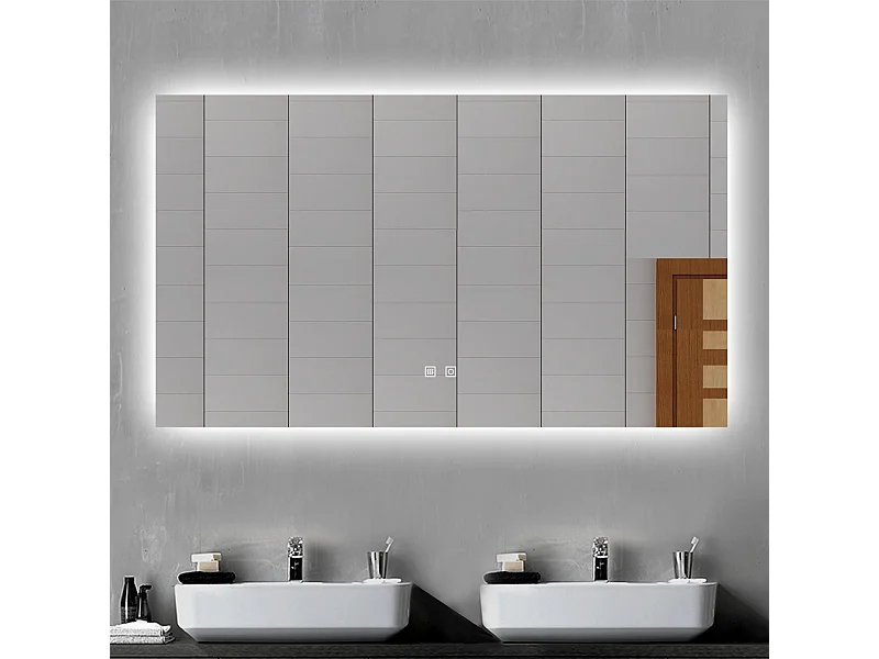 Aica Specchio da bagno a LED, 100x60cm, 3 Temperature di Colore, Disappannamento, Funzione Memoria, Infinitamente Dimmerabile