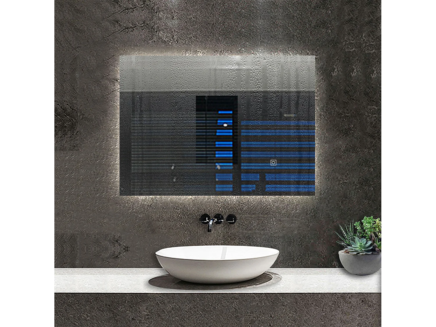 AICA Specchio da bagno rettangolare con LED,80x60cm,Disappannamento,Touch control,Retroilluminato,Funzione Memoria