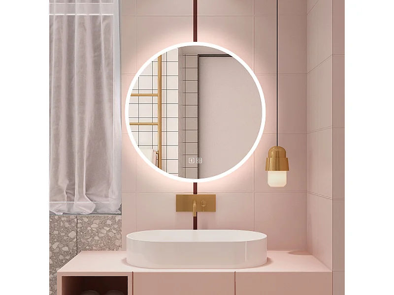 Aica Specchio da bagno a LED, 80x80cm, Bluetooth, 3 Temperature di Colore, Funzione Antiappannamento