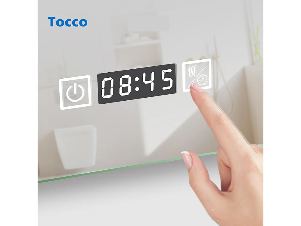 AICA Specchio da bagno rettangolare con LED,160x80cm,orologio,Disappannamento,3 Temperature di Colore