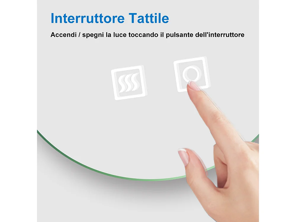 AICA Specchio da bagno rotondo con LED,Diametro 90cm,3 Temperature di Colore,Disappannamento,Moderno,Funzione Memoria