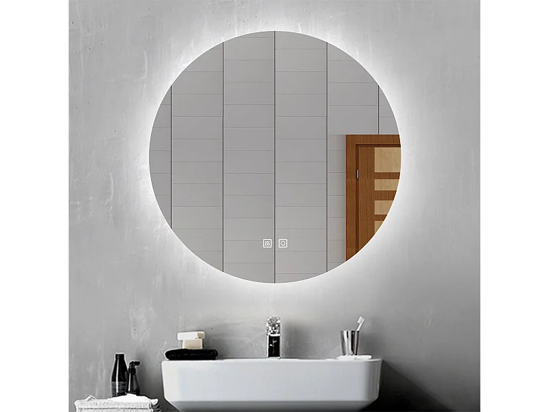 AICA Specchio da bagno rotondo con LED,Diametro 100cm,3 Temperature di Colore,Disappannamento,Moderno,Funzione Memoria