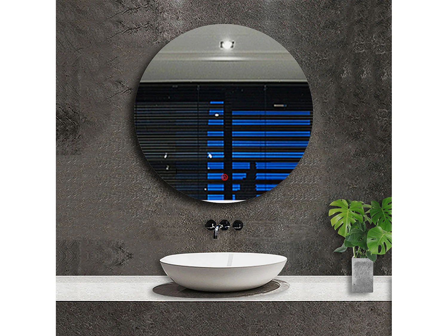 AICA Specchio da bagno rotondo con LED,Diametro 90cm,Disappannamento,Touch control,Retroilluminato,Funzione Memoria