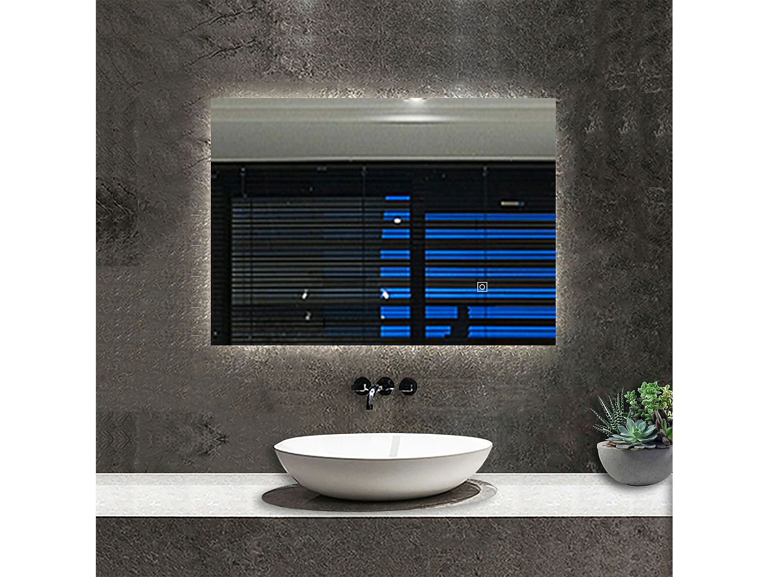 AICA Specchio da bagno rettangolare con LED,90x70cm,Disappannamento,Touch control,Retroilluminato,Funzione Memoria