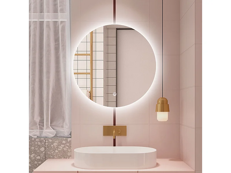 Aica 60x60cm Specchio da bagno a LED, Disappannamento, Funzione Memoria, Estetica Elegante