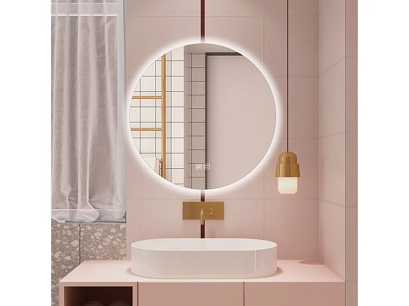 Aica 90x90cm Specchio da bagno a LED, 3 Temperature di Colore, Disappannamento, Retroilluminato