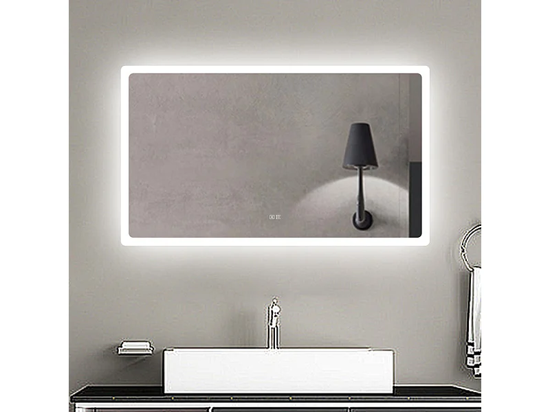 AICA Specchio da bagno 120x70cm rettangolare con LED,Bluetooth,3 Temperature di Colore,Disappannamento,Infinitamente Dimmerabile