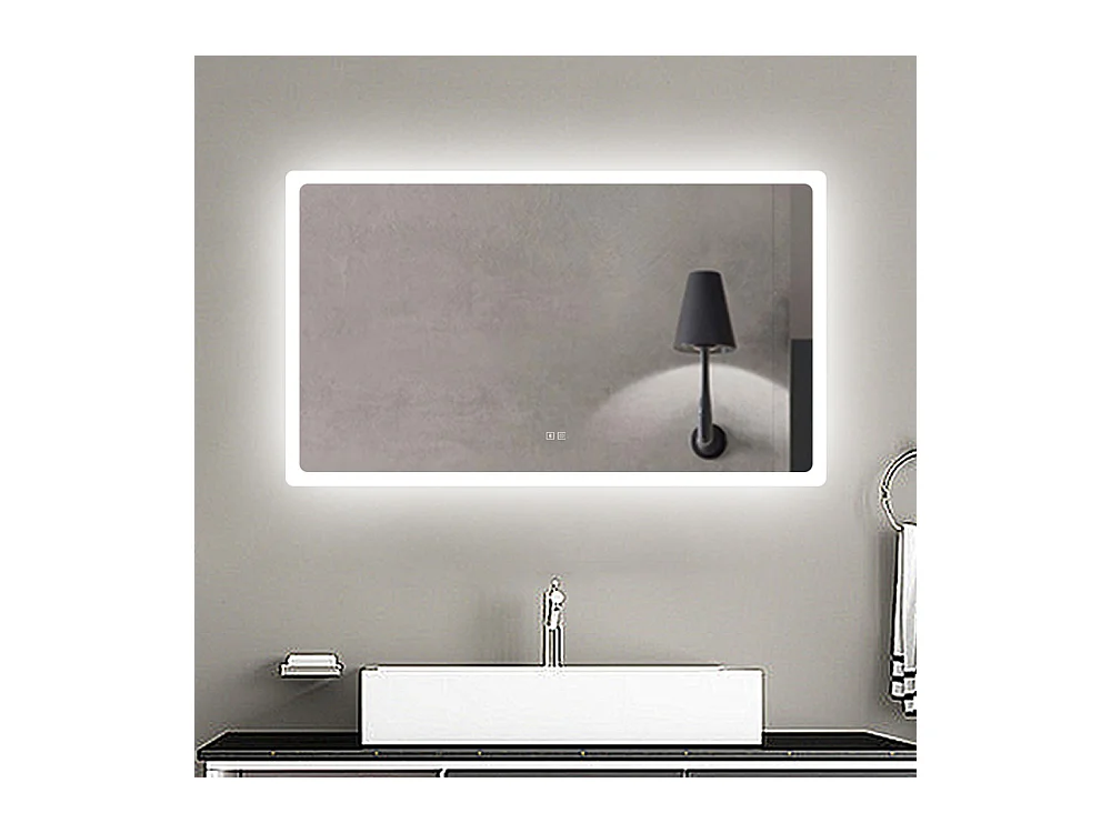 AICA Specchio da bagno 120x70cm rettangolare con LED,Bluetooth,3 Temperature di Colore,Disappannamento,Infinitamente Dimmerabile