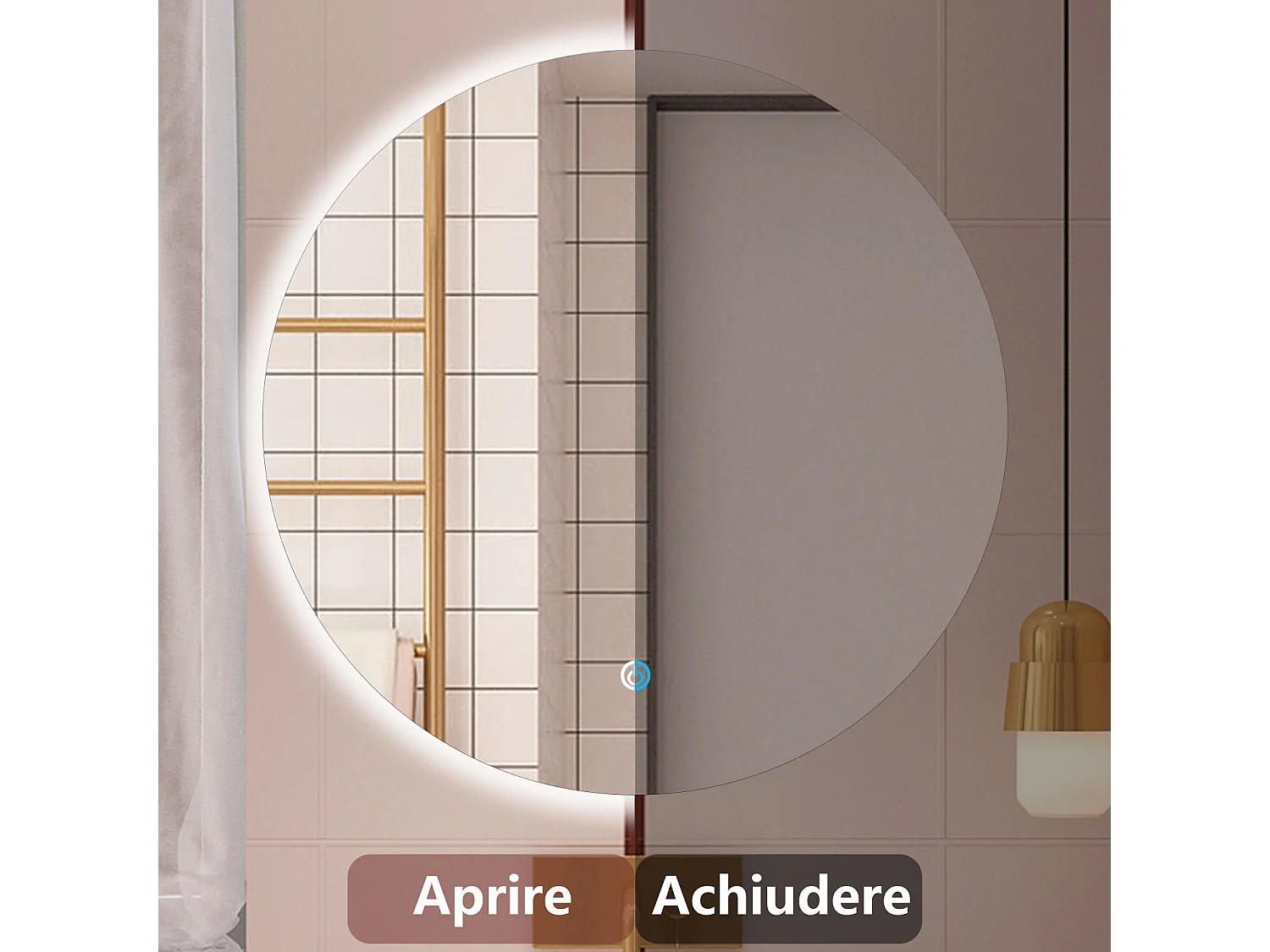 Aica 100x100cm Specchio da bagno a LED, Disappannamento, Funzione Memoria, Estetica Elegante