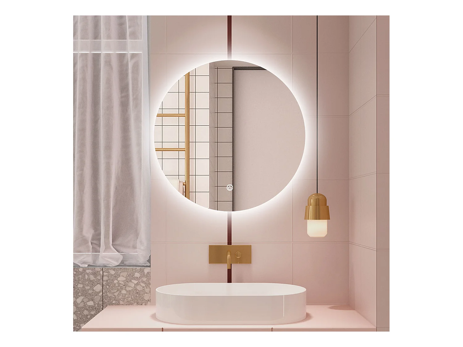 Aica 100x100cm Specchio da bagno a LED, Disappannamento, Funzione Memoria, Estetica Elegante