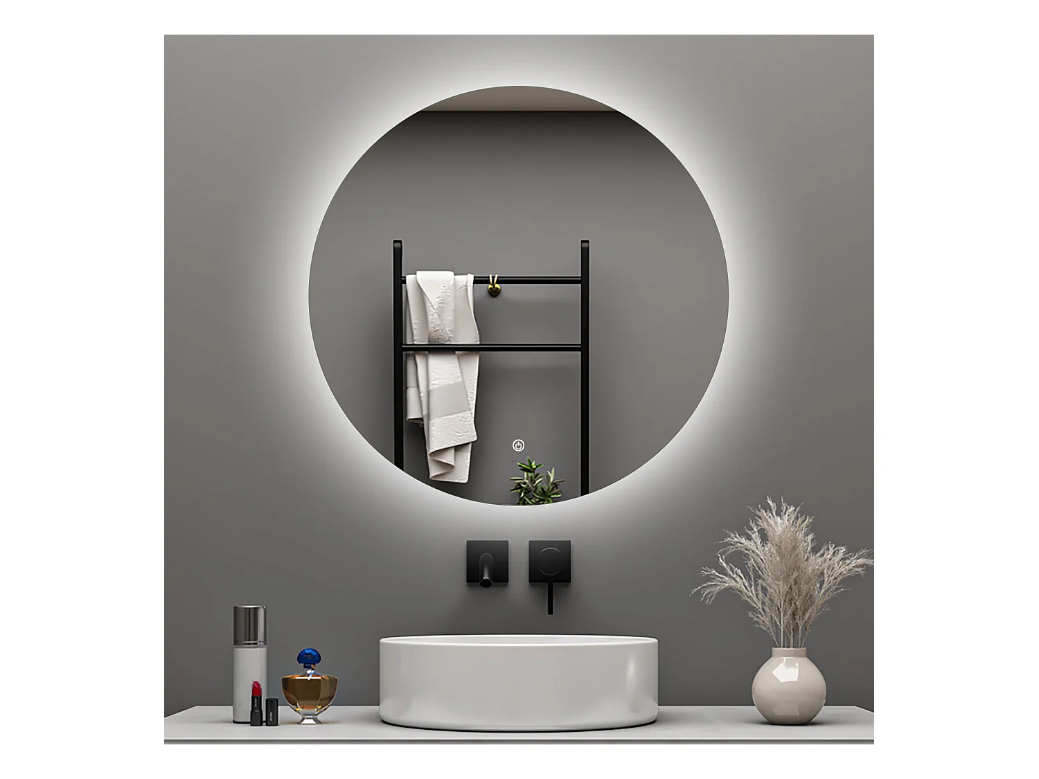 Aica 100x100cm Specchio da bagno a LED, Disappannamento, Funzione Memoria, Estetica Elegante