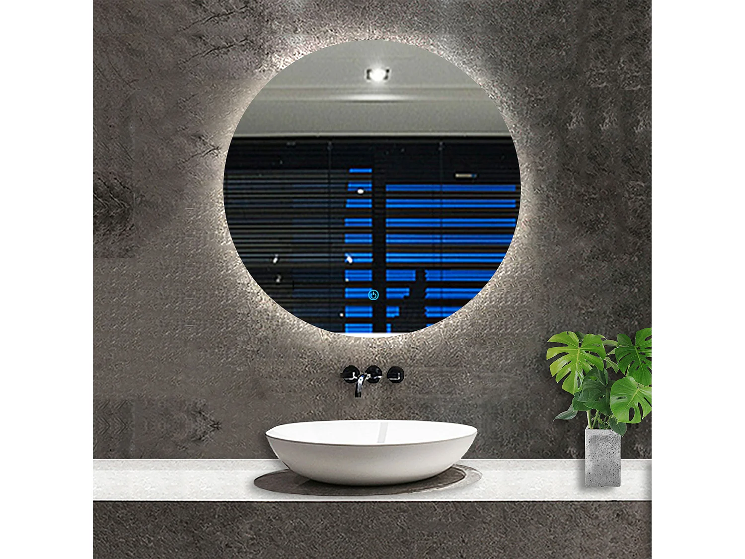 AICA Specchio da bagno rotondo con LED,Diametro 100cm,Disappannamento,Touch control,Retroilluminato,Funzione Memoria