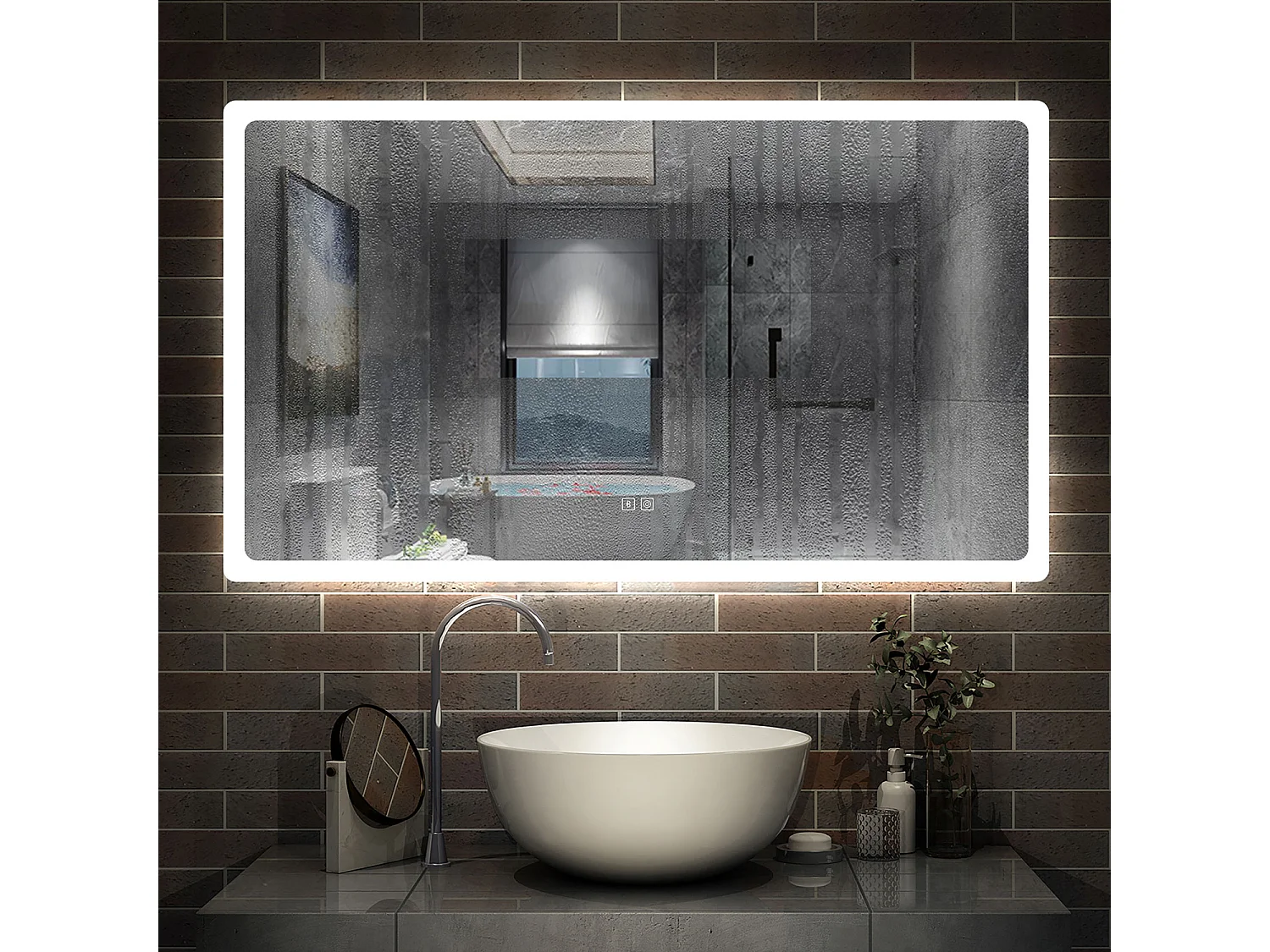Aica Specchio da bagno a LED, 120x70cm, Bluetooth, 3 Temperature di Colore