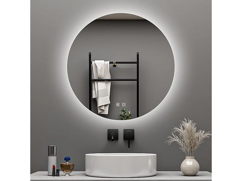 Aica 100x100cm Specchio da bagno a LED, 3 Temperature di Colore, Disappannamento, Retroilluminato