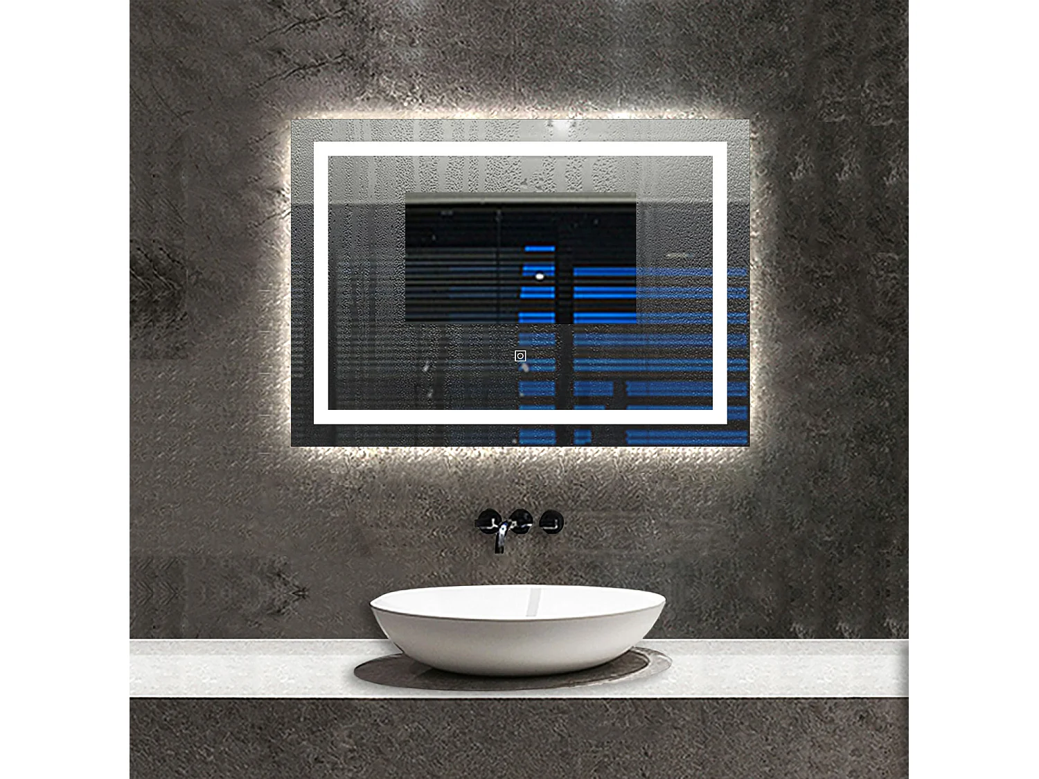 AICA Specchio da bagno rettangolare con LED,70x50cm,3 Temperature di Colore,Disappannamento,Funzione Memoria,Infinitamente Dimmerabile,IP44