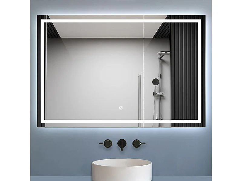 Aica Specchio da bagno a LED, 120x80cm, Disappannamento, Infinitamente Dimmerabile, Funzione Memoria