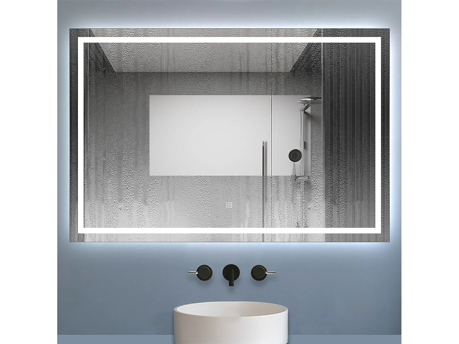 Aica Specchio da bagno a LED, 120x80cm, Disappannamento, Infinitamente Dimmerabile, Funzione Memoria
