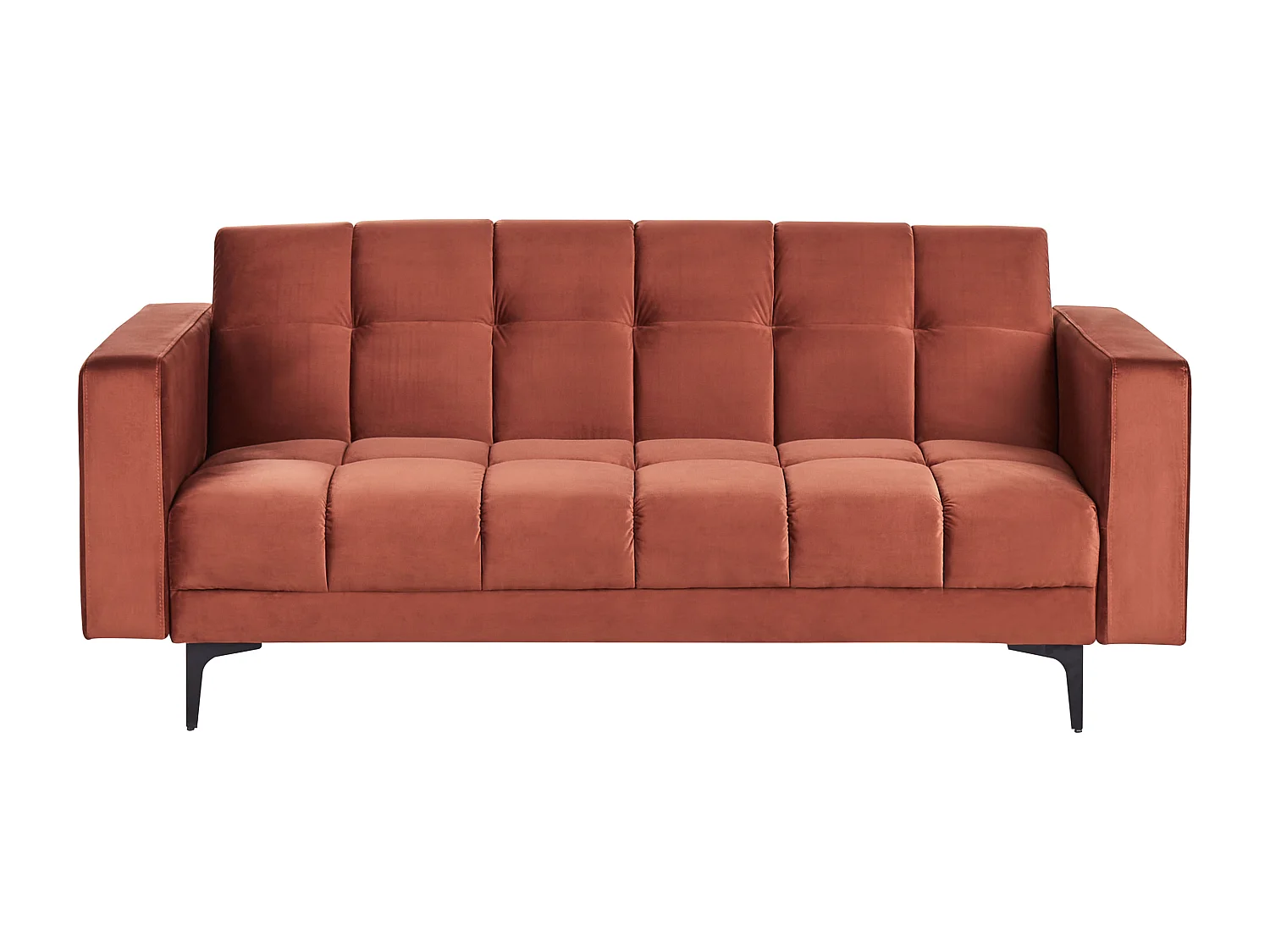 Sofa Samtstoff rot gesteppt 3-Sitzer verstellbare Rückenlehne Alnes