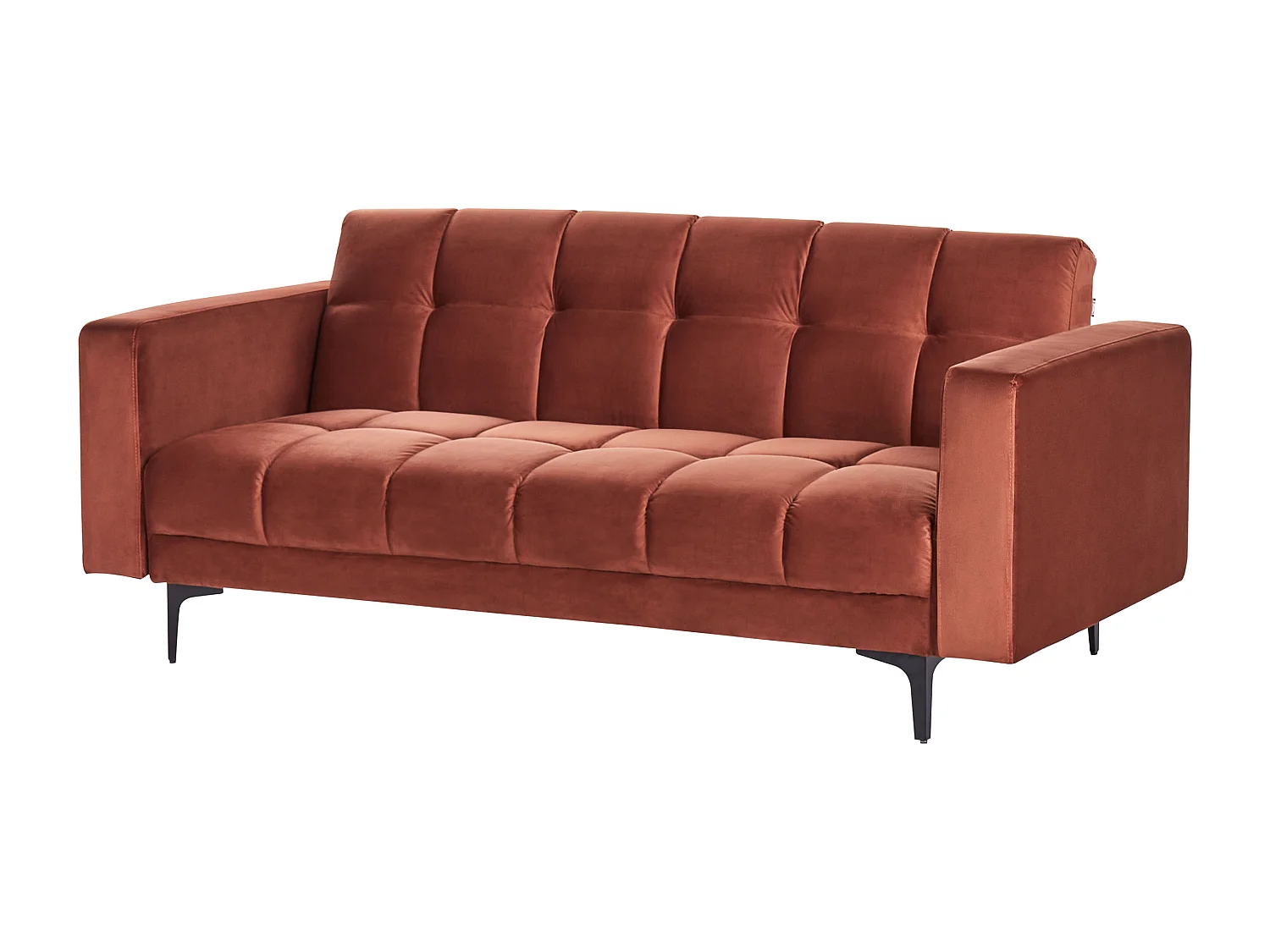 Sofa Samtstoff rot gesteppt 3-Sitzer verstellbare Rückenlehne Alnes