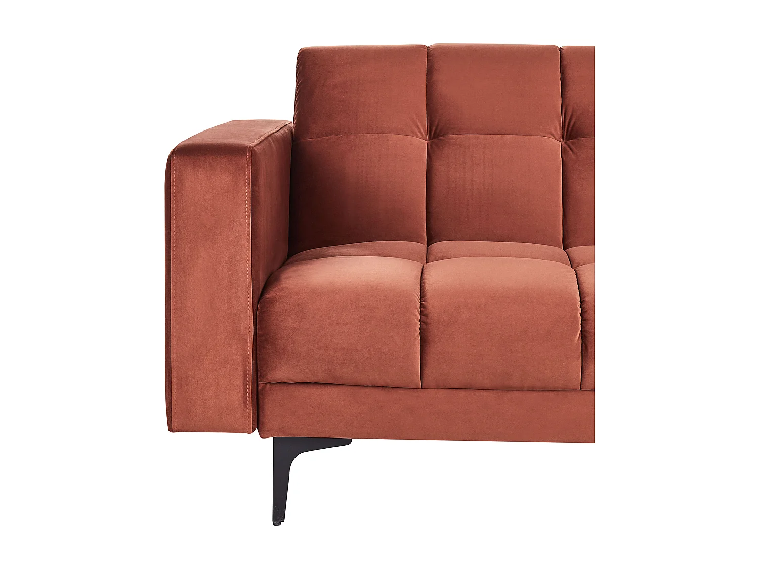 Sofa Samtstoff rot gesteppt 3-Sitzer verstellbare Rückenlehne Alnes