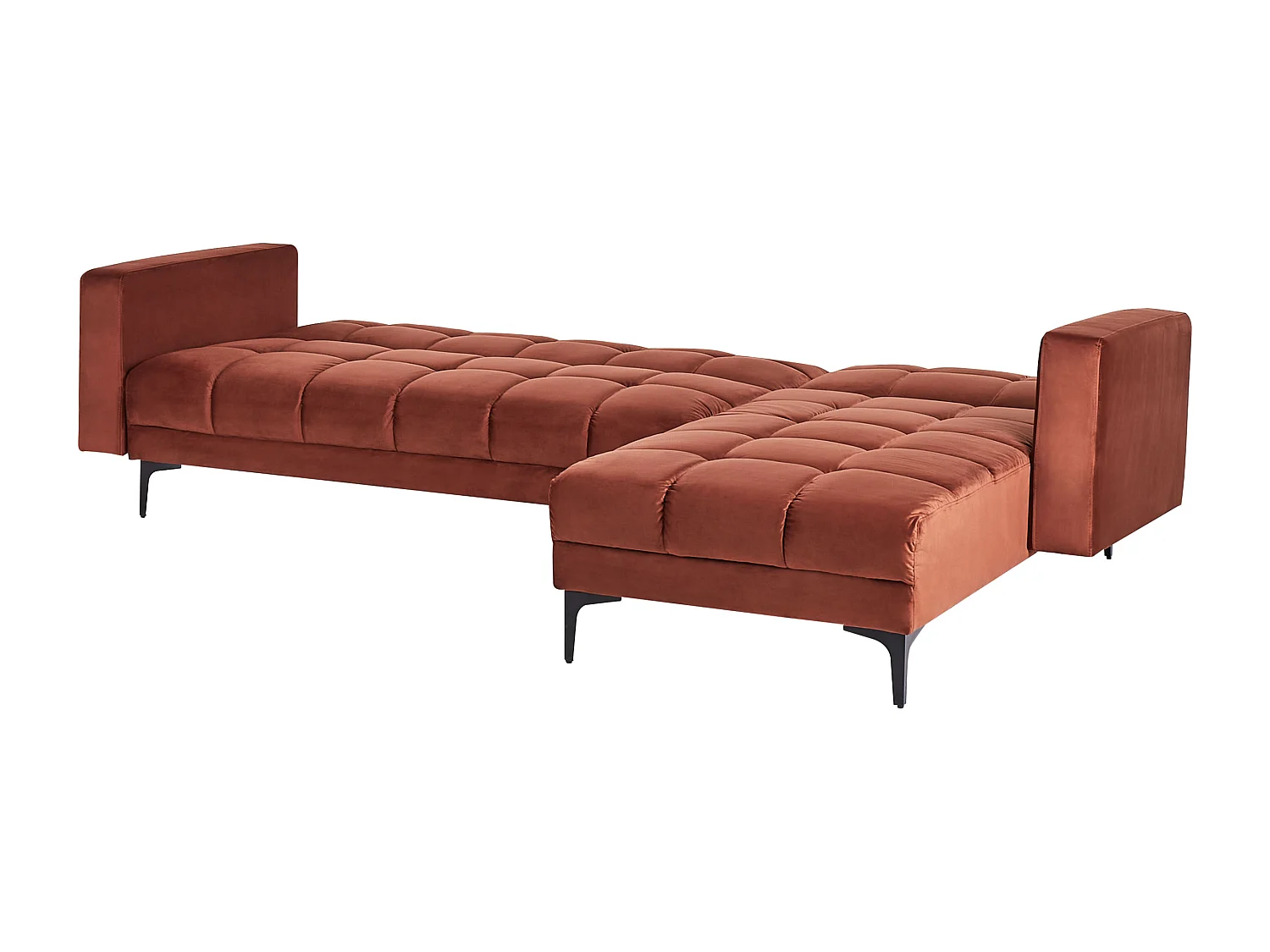 Canapé-lit d'angle modulable 4 places ALNES Velours Rouge clair