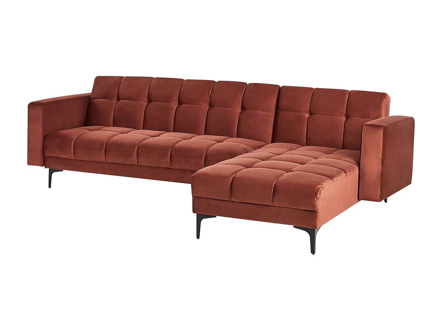 Divano letto angolare modulare ALNES Velluto Rosso chiaro 4 posti