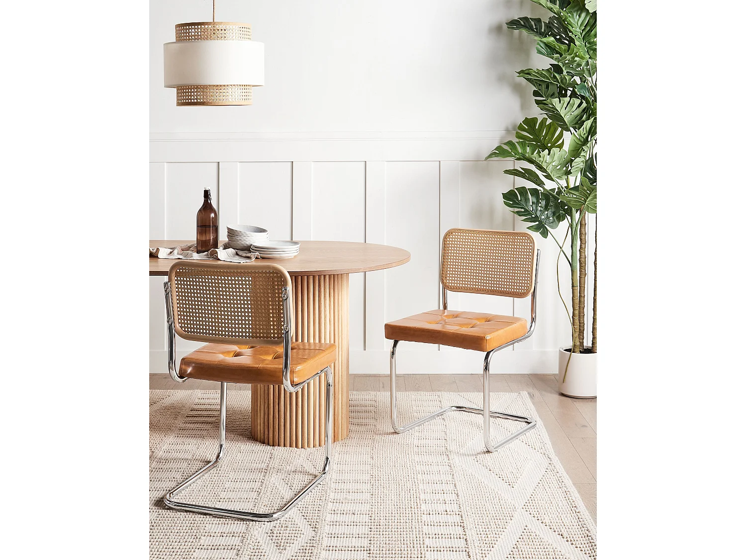 Set van 2 eetkamerstoelen ETHETE Kunstleer Goudbruin