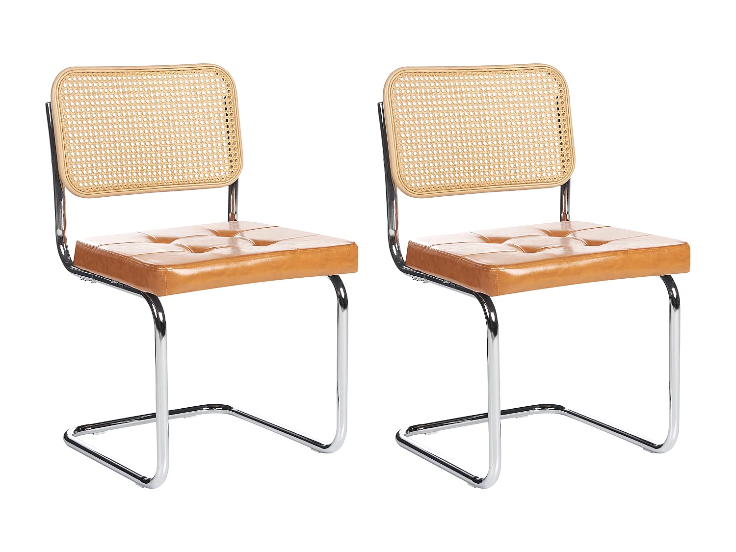 Set van 2 eetkamerstoelen ETHETE Kunstleer Goudbruin