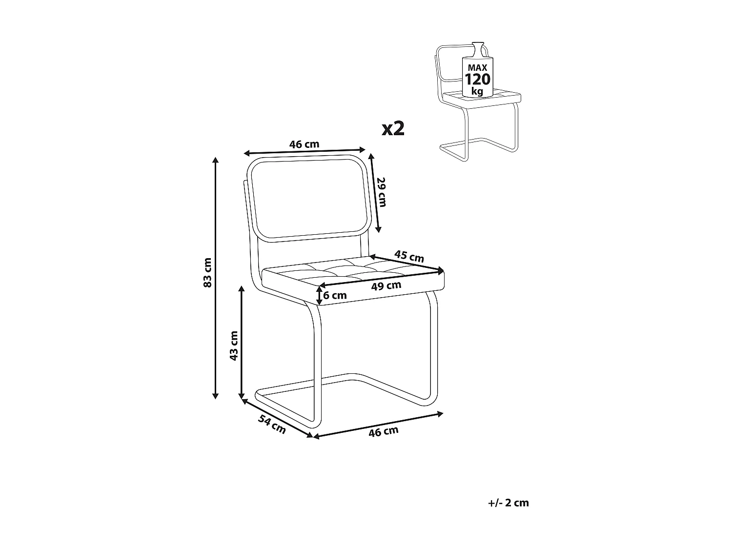Set van 2 eetkamerstoelen ETHETE Kunstleer Goudbruin