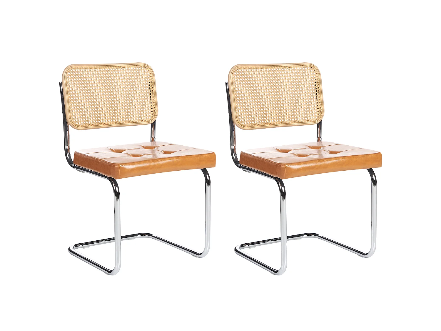 Set of 2 Dining Chairs ETHETE Faux Leather Golden Brown