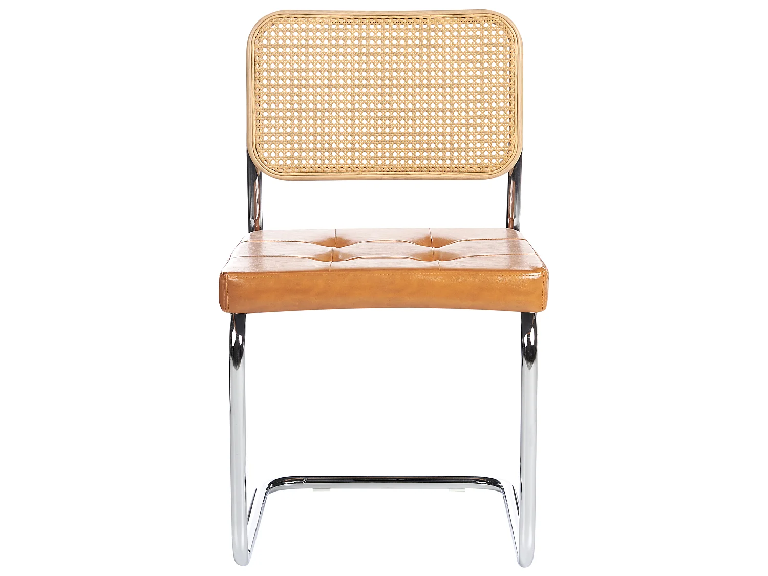 Set of 2 Dining Chairs ETHETE Faux Leather Golden Brown