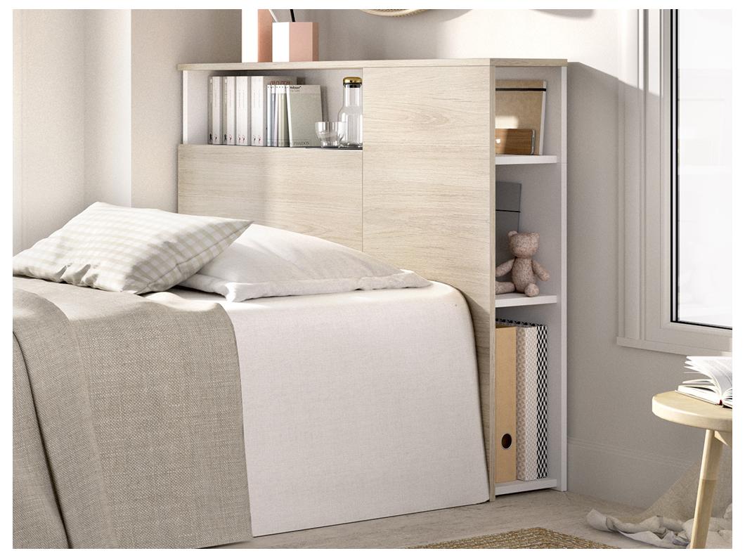 Tête de lit 90 cm - Coloris : Naturel et blanc - LEANDRE