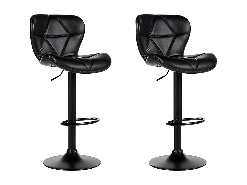 Barhocker 2er Set Kunstleder schwarz Metallgestell höhenverstellbar Valetta II