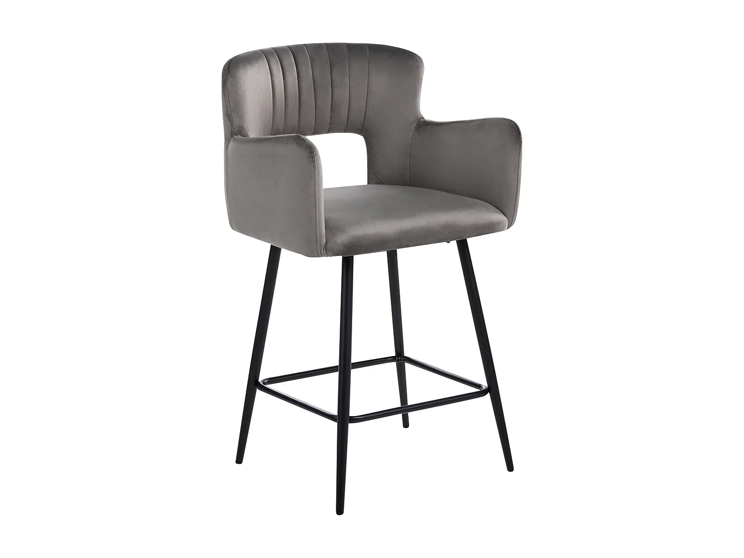 Set mit 2 Barstühlen SANILAC Samtstoff Hellgrau