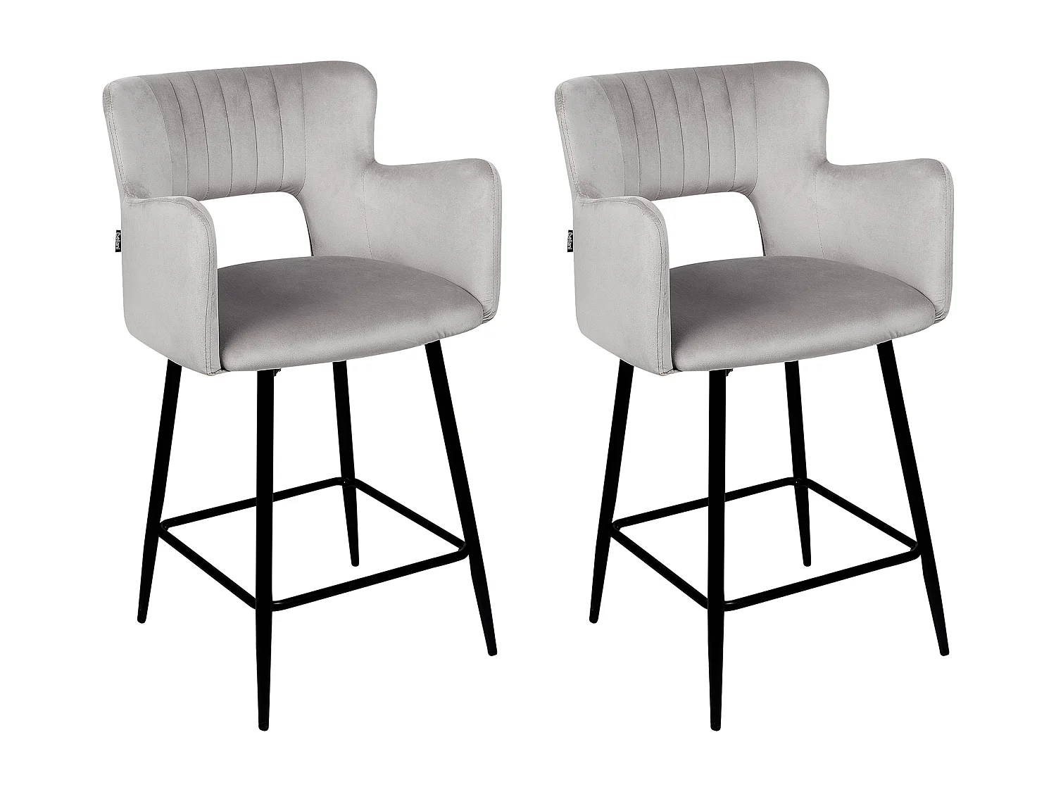 Lot de 2 chaises de bar SANILAC Velours Gris clair