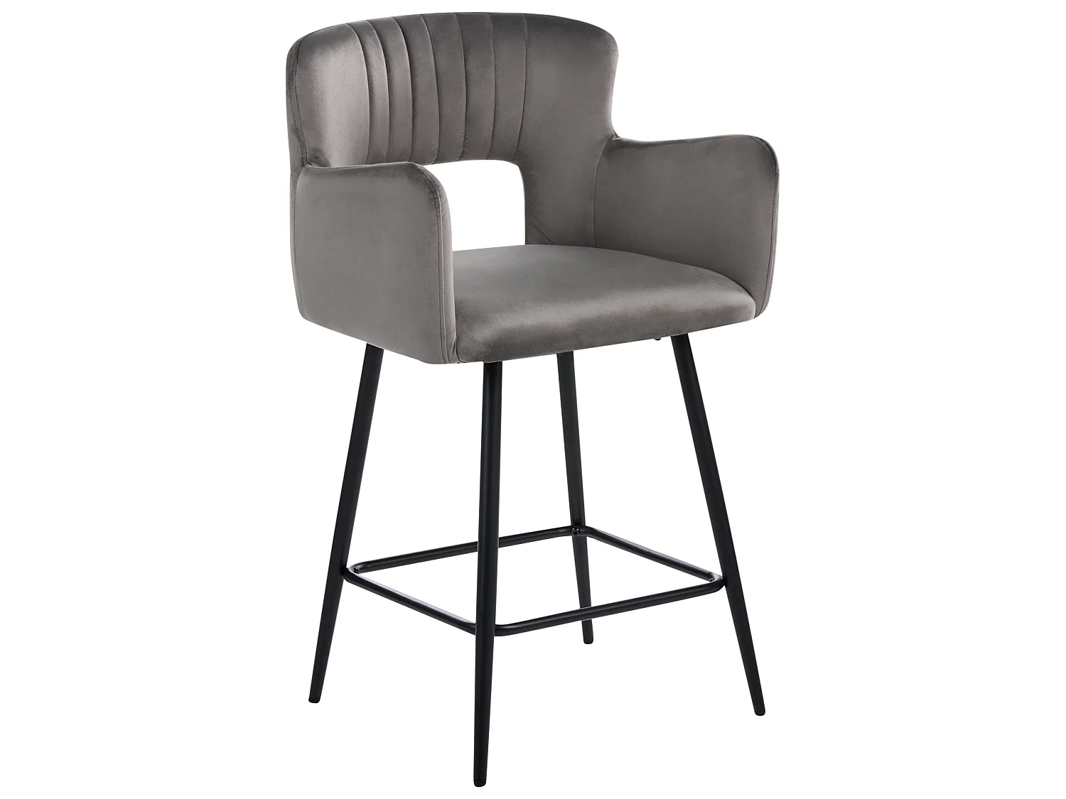 Lot de 2 chaises de bar SANILAC Velours Gris clair