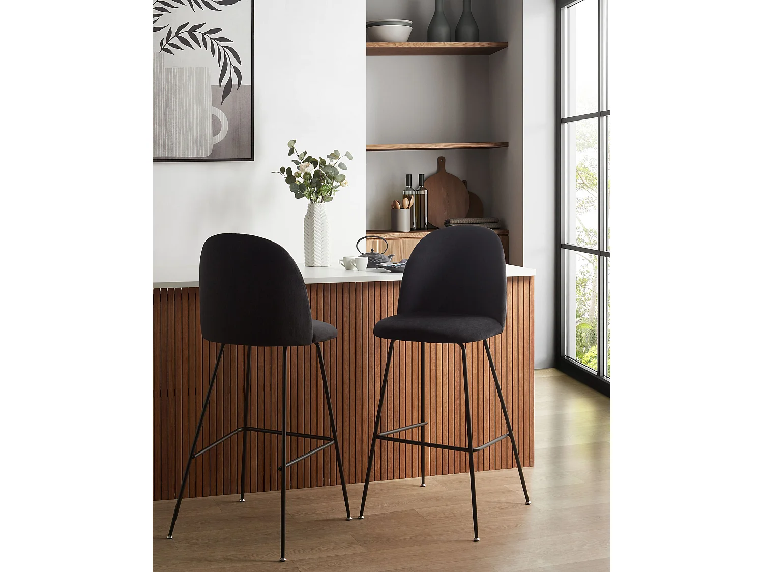 Lot de 2 chaises de bar ARCOLA Velours Noir