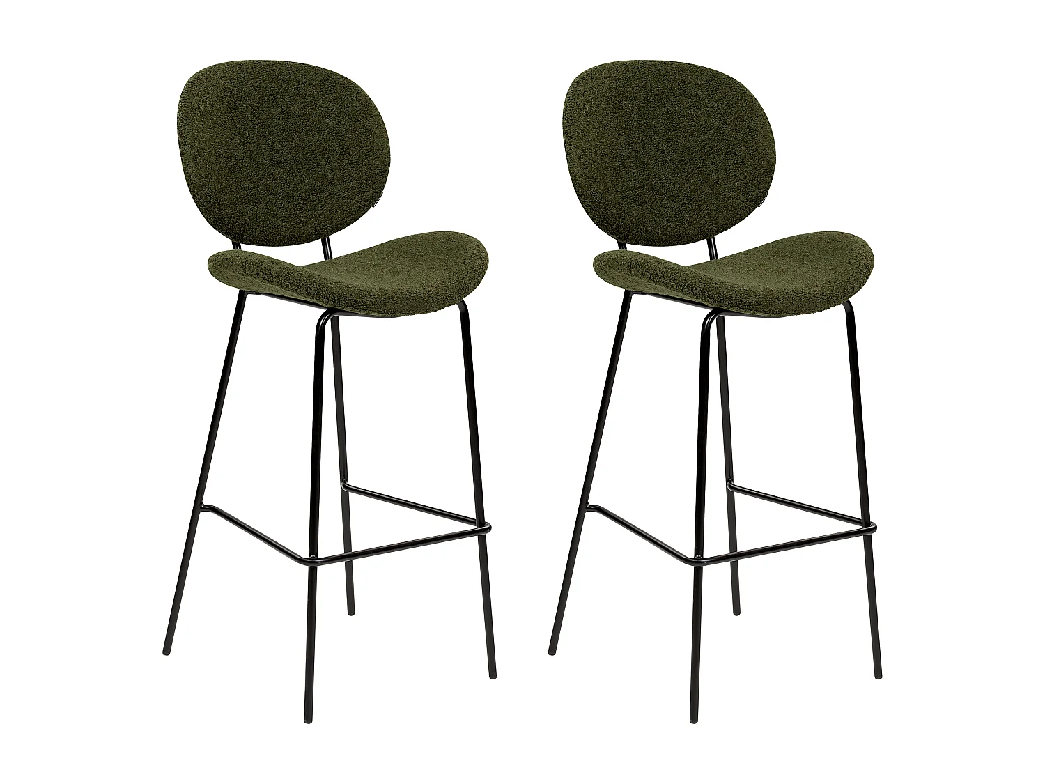 Lot de 2 chaises de bar LUANA Bouclé Vert foncé