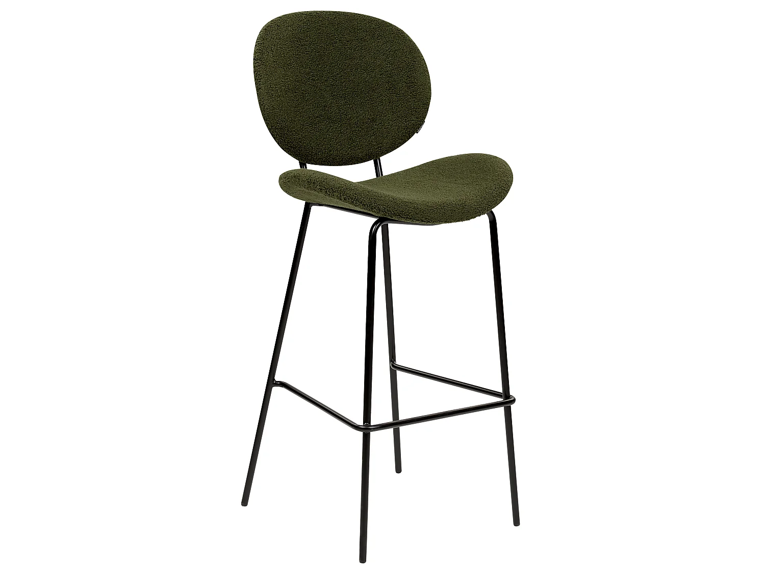 Set of 2 Bar Chairs LUANA Boucle Dark Green